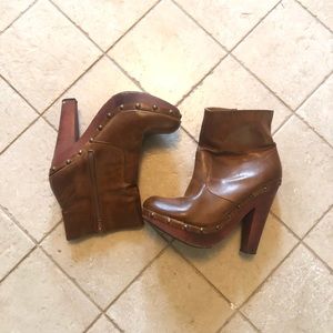 Brown platform booties